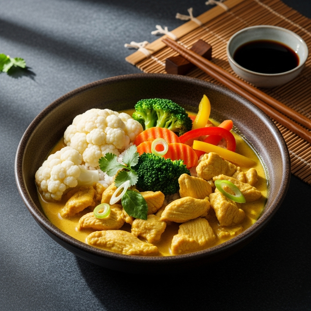 Vietnamese Chicken Curry with Cauliflower Rice and Steamed Vegetables – Easy, Mouthwatering Dinner Recipe