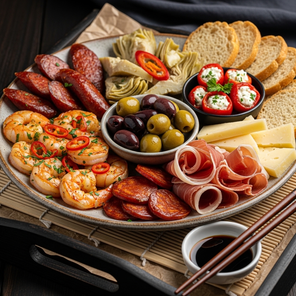 Keto Spanish Tapas Platter with Mediterranean Appetizers | CookJunkie