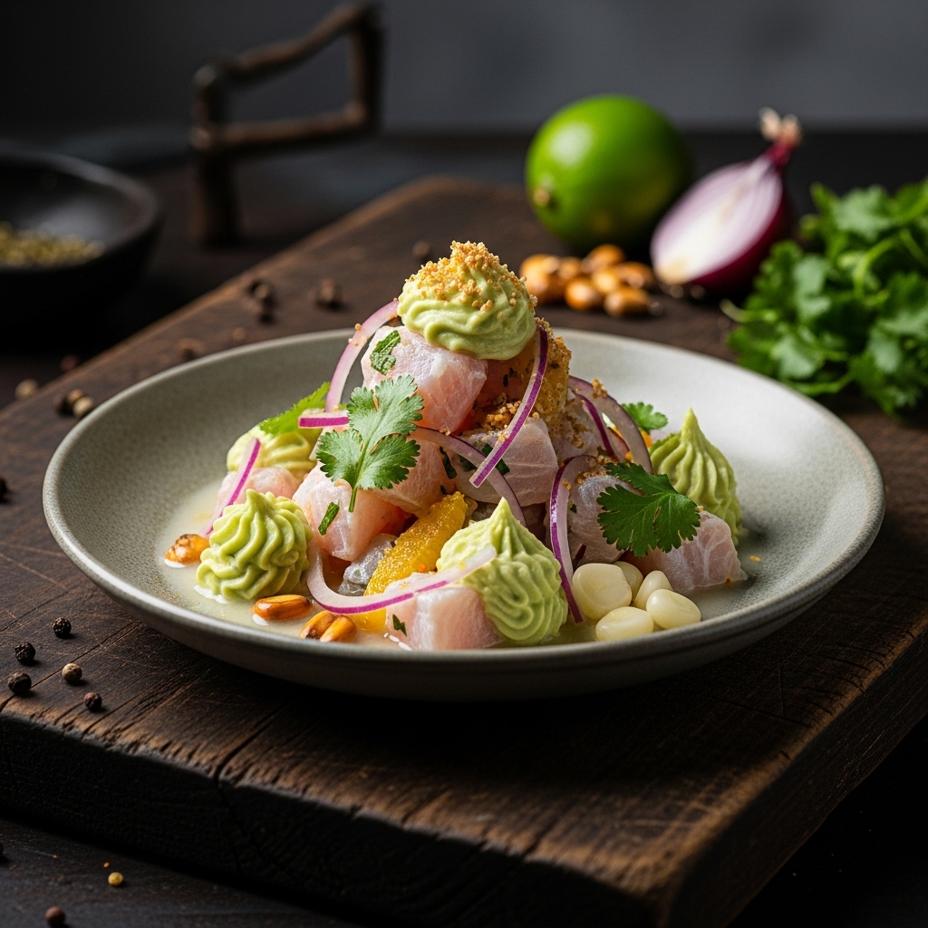 Aromatic Peruvian Ceviche with Avocado Mousse – Paleo Friendly