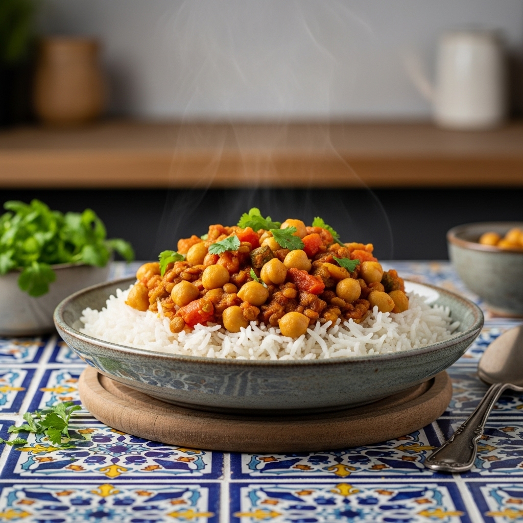 Pakistan Rced Pakistani Basmati Rice with Spiced Vegetable and Chickpea Curry ...