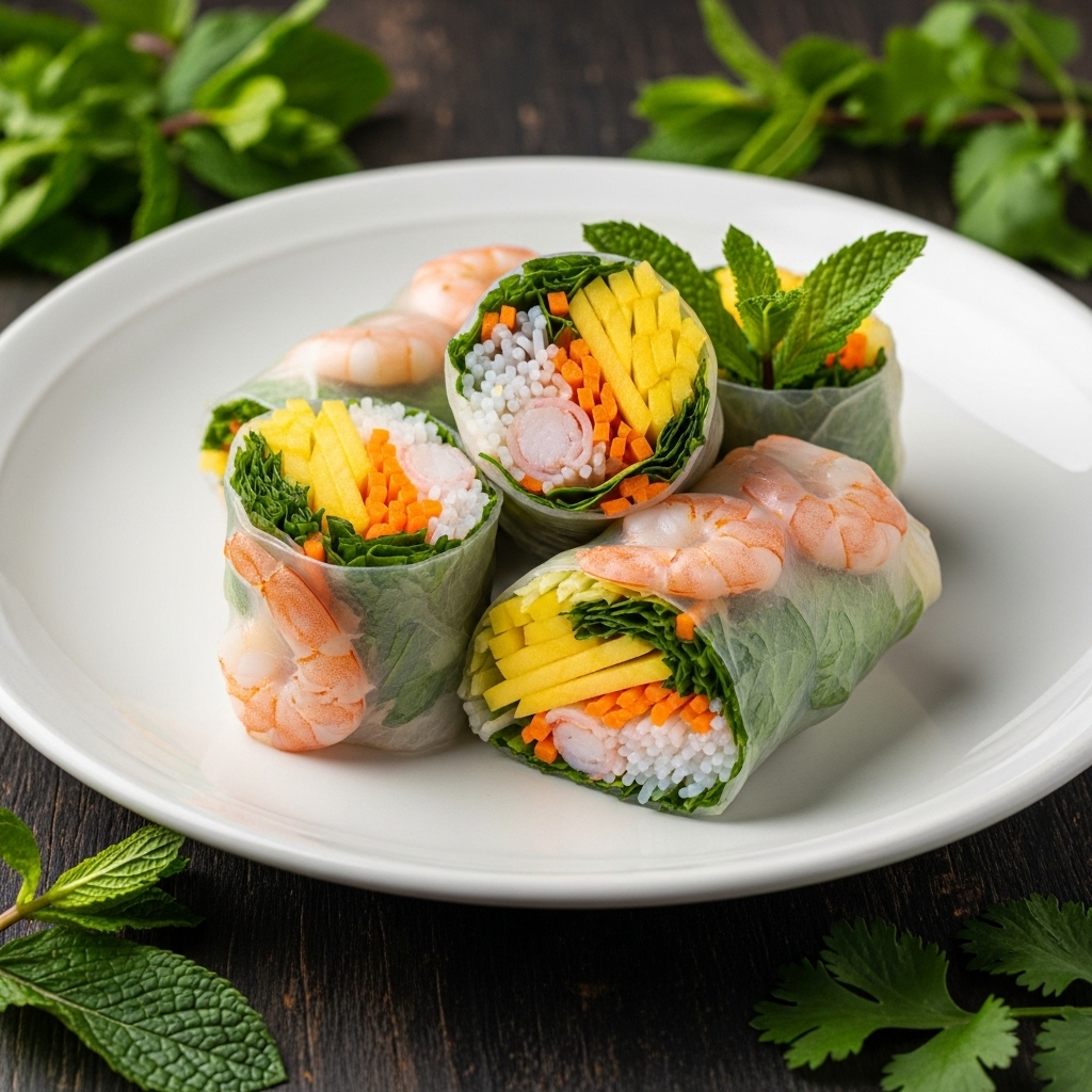 Delectable Vietnamese Gluten-Free Shrimp & Mango Salad Rolls – A Cinematic Culinary Experience