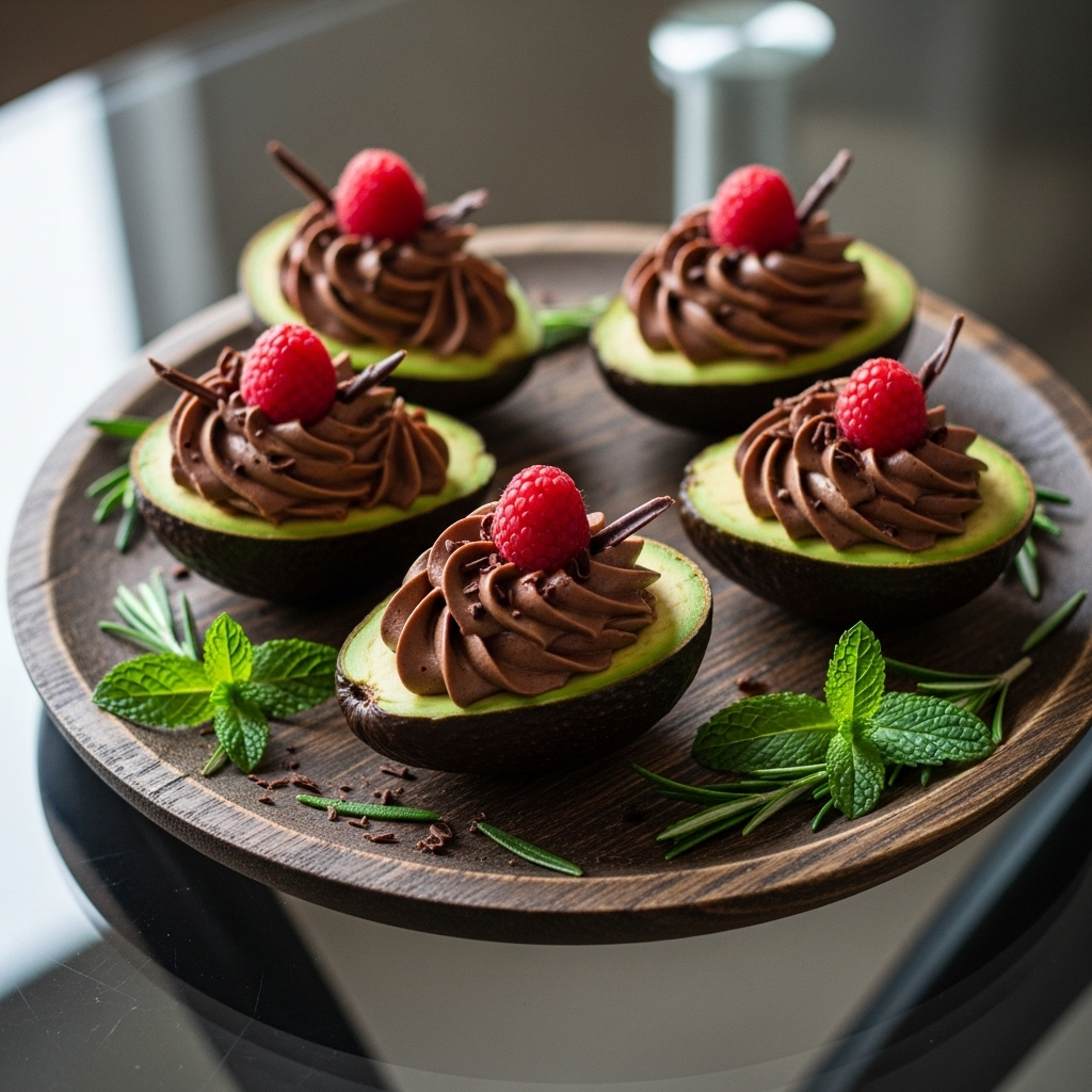 A Keto Delight: Chocolate Mousse in Mini Avocado Boats