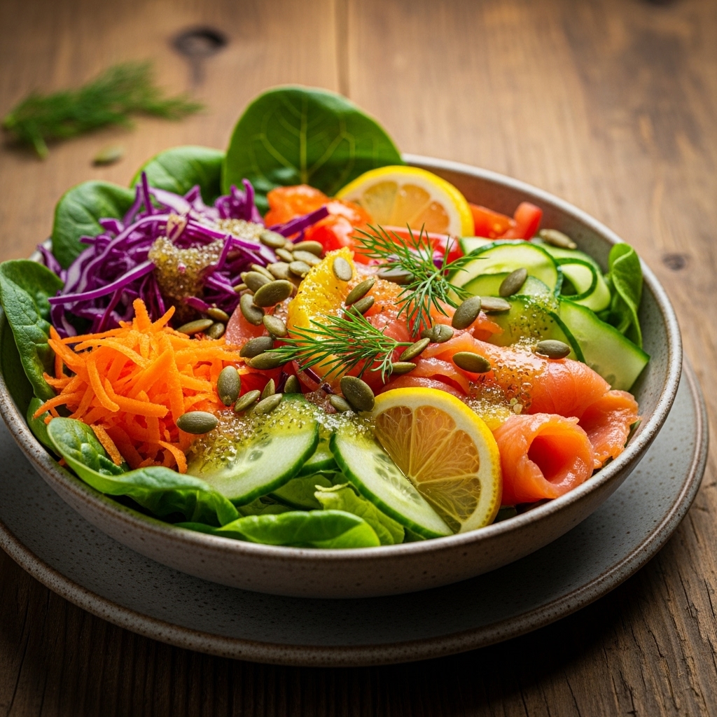 Vibrant Nordic Salad Bowl with Citrus Dressing