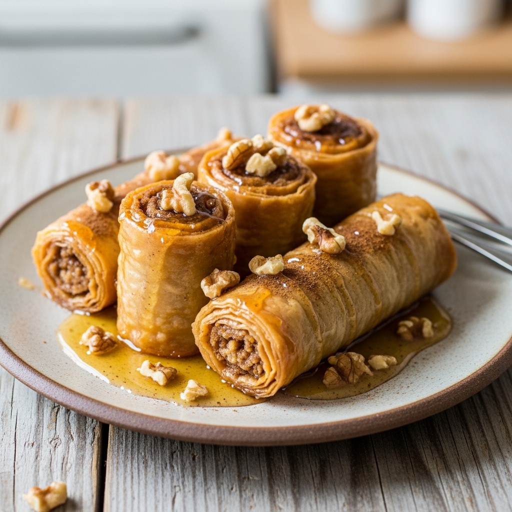 Sensational Gluten-Free Greek Baklava Rolls with Honey Walnut Sauce