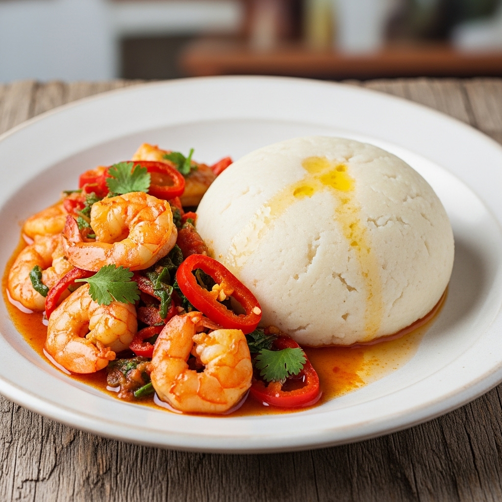 Keto Nigerian Pounded Yam with Spicy Shrimp Stew – A Delightful Fusion of Flavors!