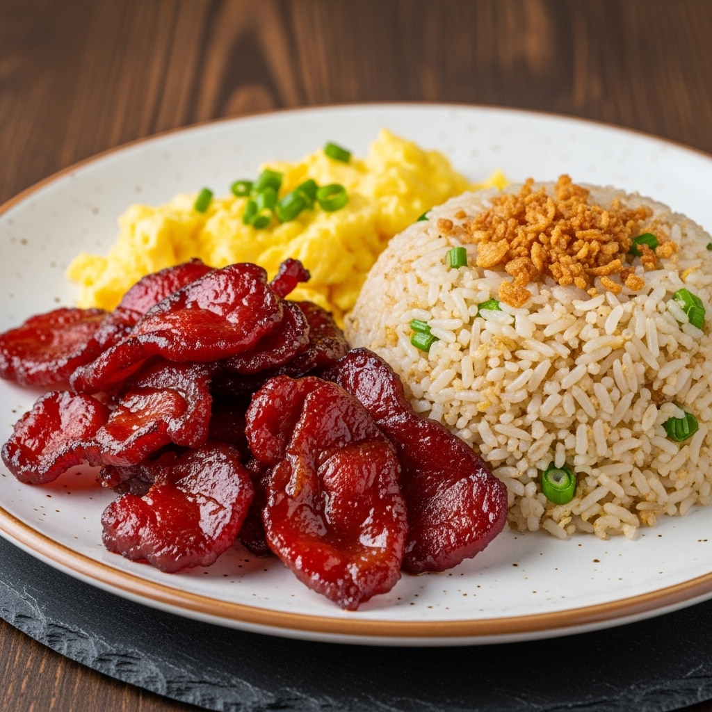 Tocino Rice Filipino Tocino with Garlic Fried Rice and Scrambled Eggs | CookJunkie