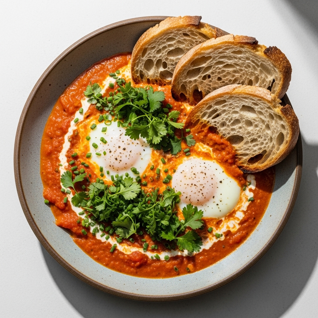 Lebanese-Style Shakshuka with Feta and Pita Bread