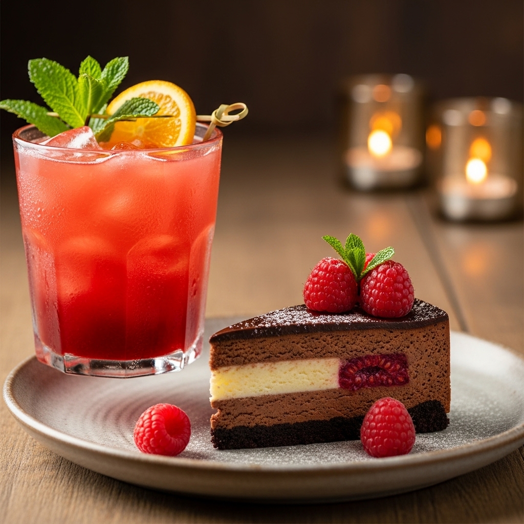 Blissful Indian Summer Mocktail & Triple-Chocolate Raspberry Mousse