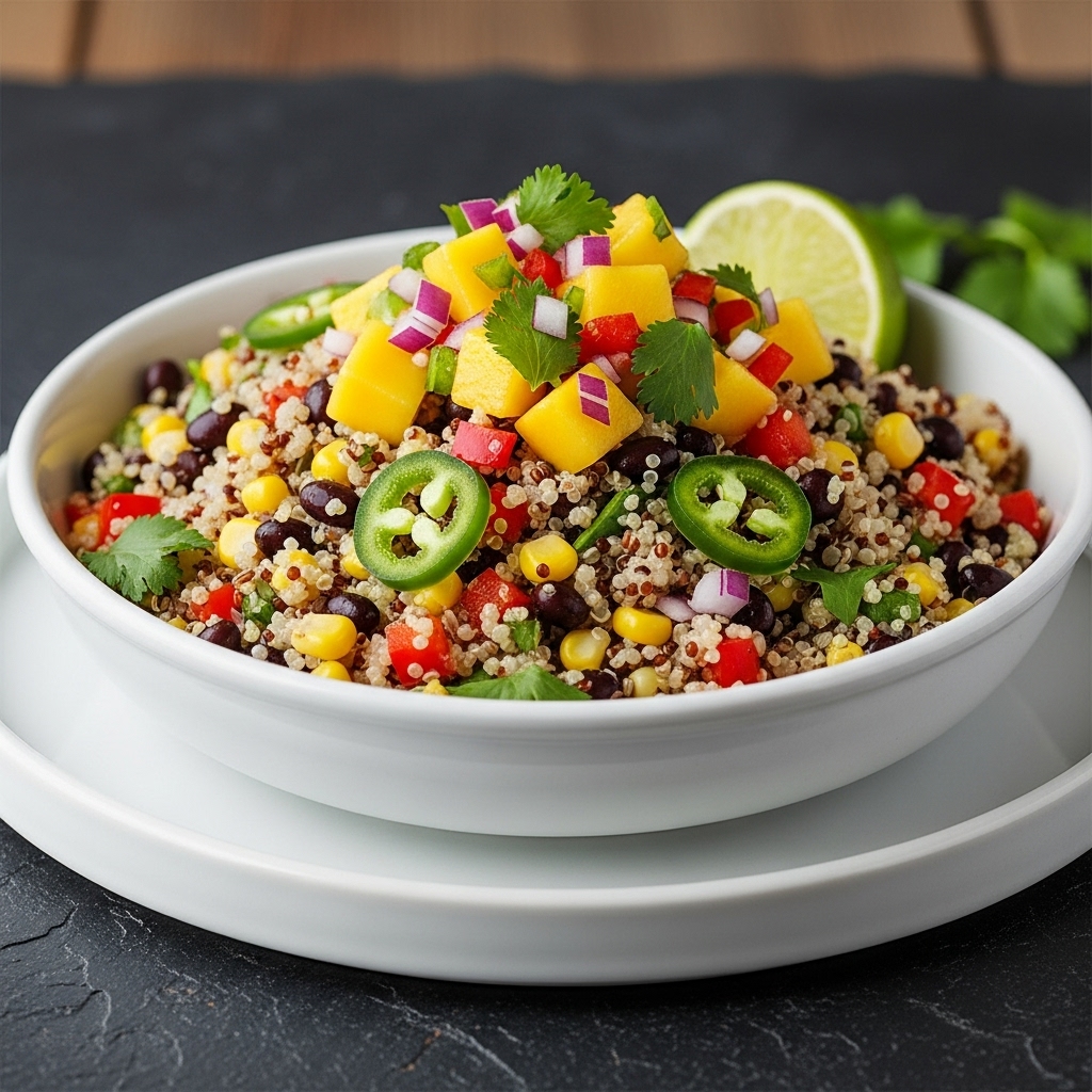 Caribbean Quinoa Salad Bowl with Mango Salsa