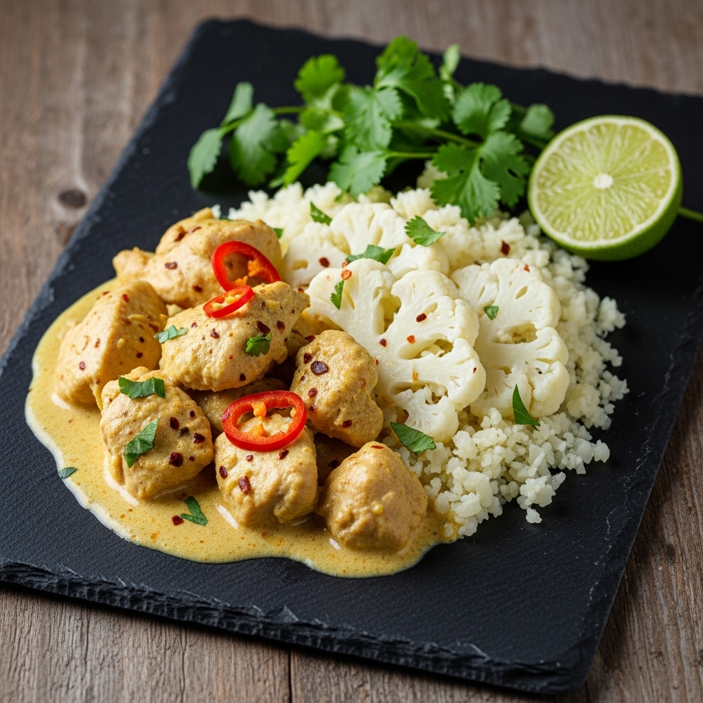 Creamy Chicken Curry with Cauliflower Rice | CookJunkie