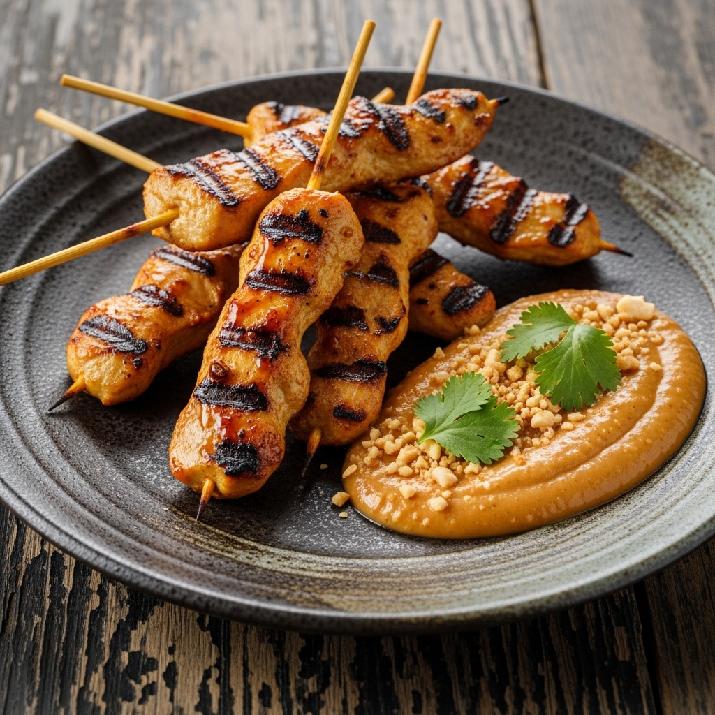 Bangkok Street Food Inspired Chicken Satay with Peanut Sauce
