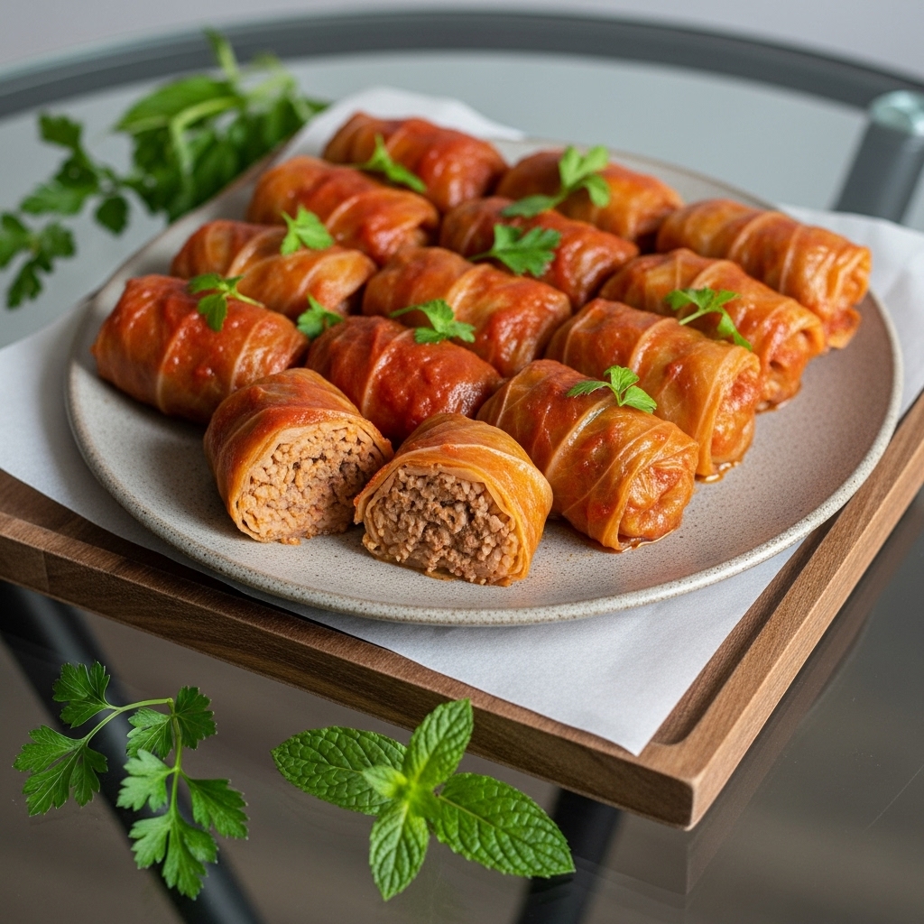 Lebanese Gluten-Free Stuffed Cabbage Rolls with Spiced Meat Filling