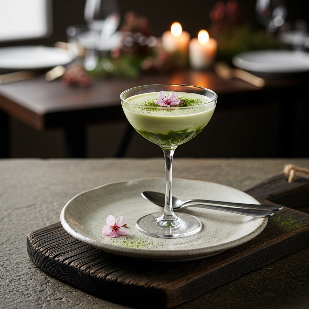 Whisper of Cherry Blossoms – Keto Japanese Green Tea Mousse Cocktail