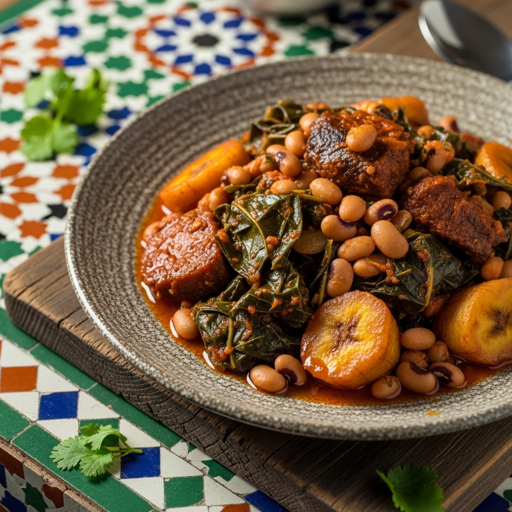 Ghanaian Plantain and Bean Stew (Kontomire Stew) – A Flavorful Dish for Everyday Enjoyment