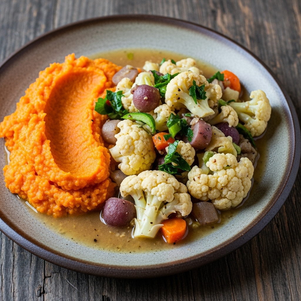 Mouthwatering Vegan Nordic Feast: Luscious Cauliflower Stew & Wholesome Carrot-Potato Mash