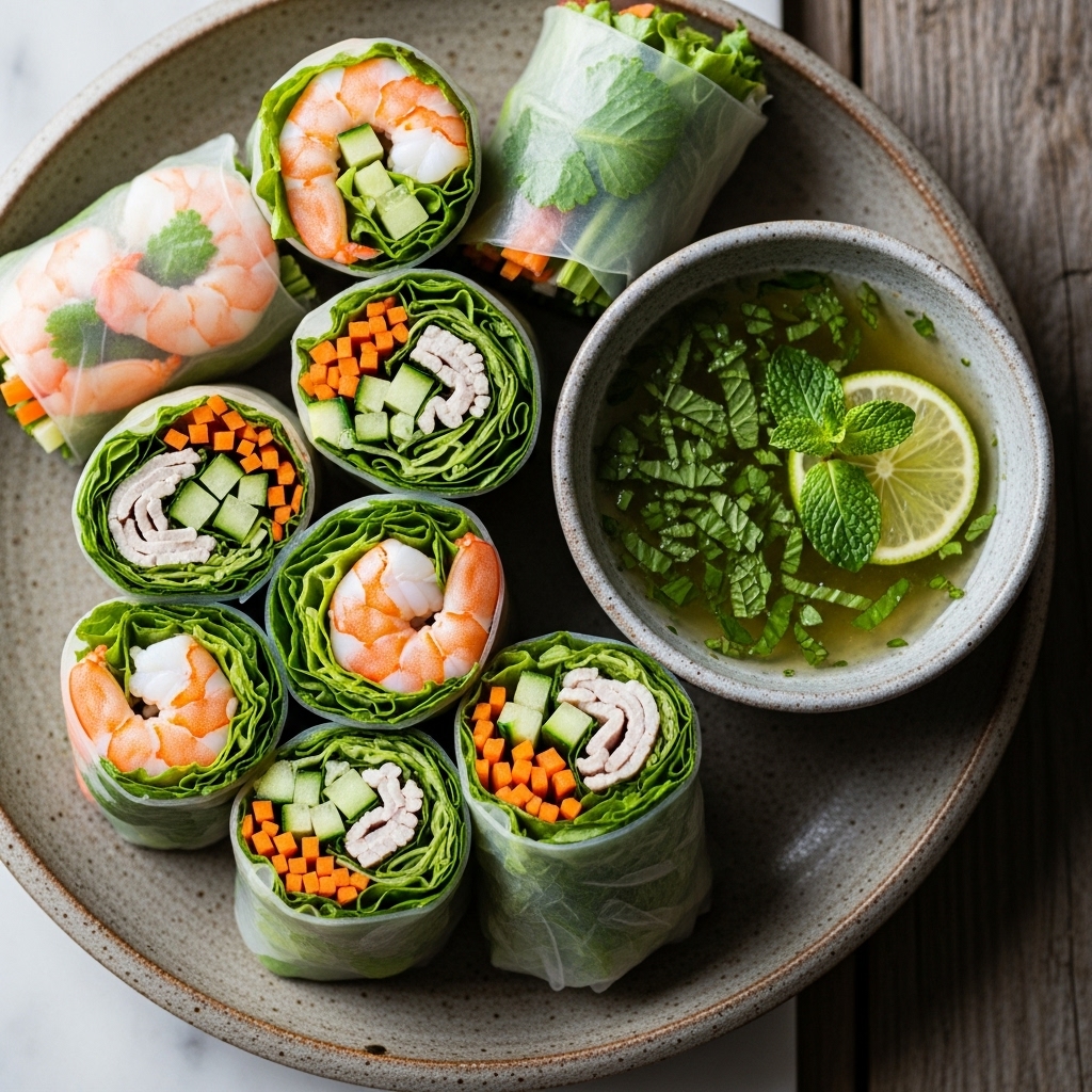 Paleo Vietnamese Summer Rolls with Minty Lime Dipping Sauce