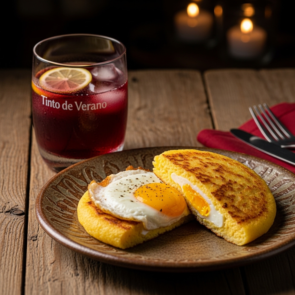 Colombian Arepas con Huevo y Tinto de Verano