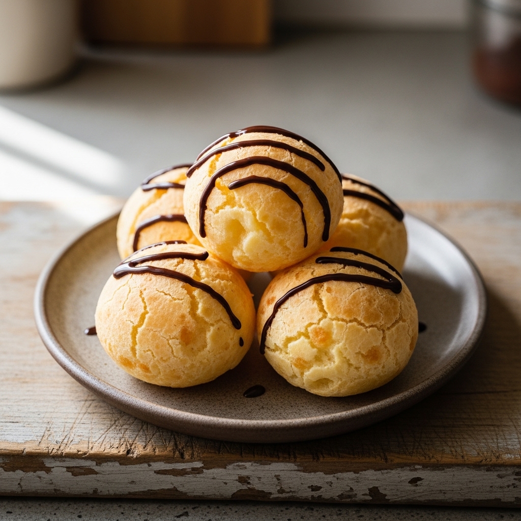 Keto-Friendly Brazilian Cheese Bread (Pão de Queijo) with Cacao Drizzle