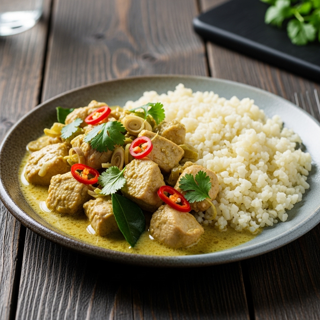 Cambodian Green Curry Chicken with Cauliflower Rice | CookJunkie