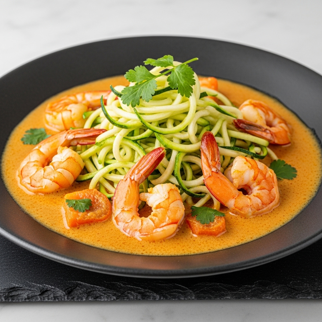 Cambodian Coconut Curry Shrimp with Spiralized Zucchini Noodles – Keto-Friendly & Low Carb