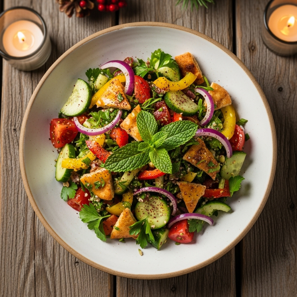 Vibrant Middle Eastern Salad Bowl with Citrus Herb Dressing