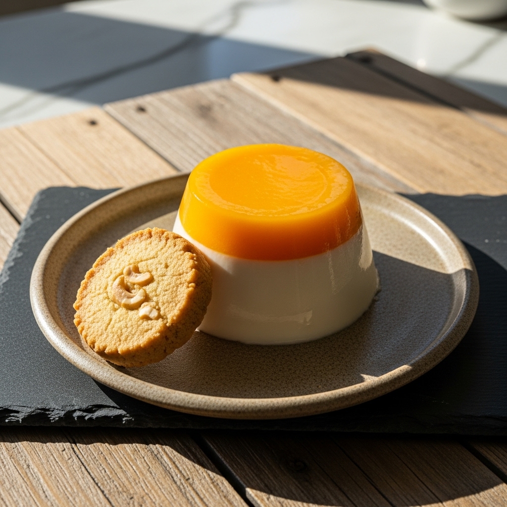 Mouthwatering Mango Coconut Panna Cotta with Gluten-Free Cashew Shortbread