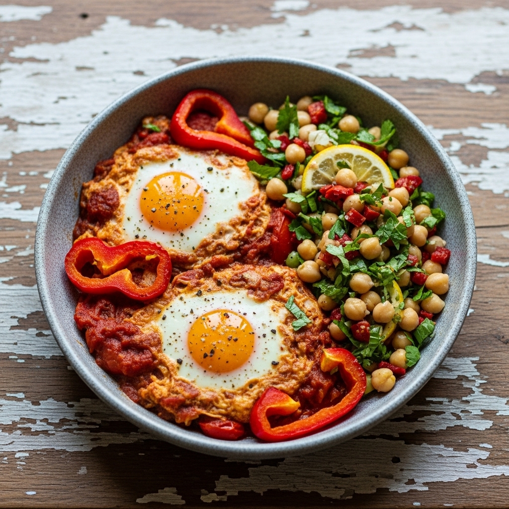 Delectable Israeli Brunch: Paleo Shakshuka with Spicy Chickpea Salad
