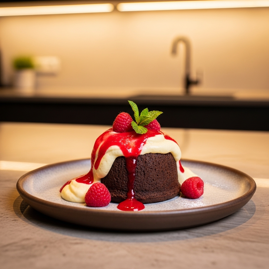 Sumptuous Vegan Chocolate Souffle with Raspberry Coulis: A Heavenly Fusion of Hungarian and French Delights