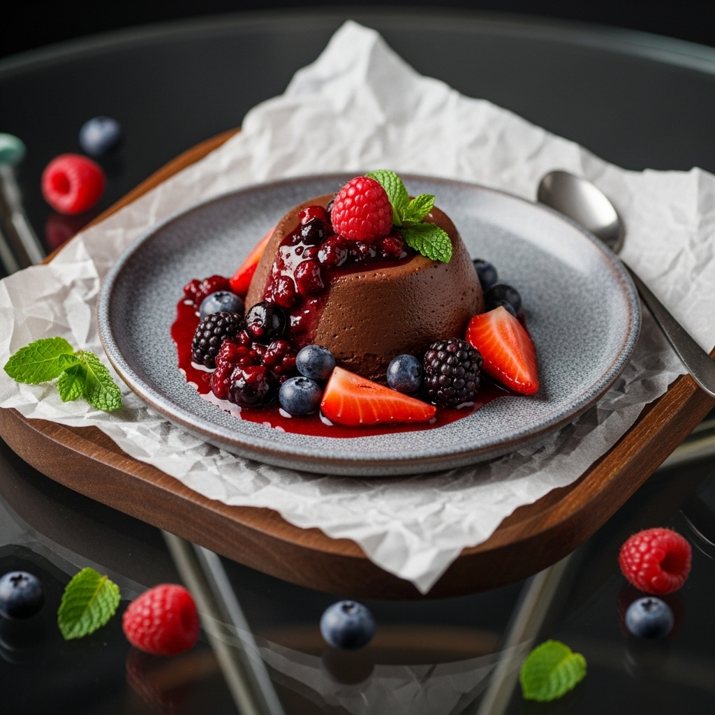 Açai-Infused Chocolate Mousse with Berry Compote