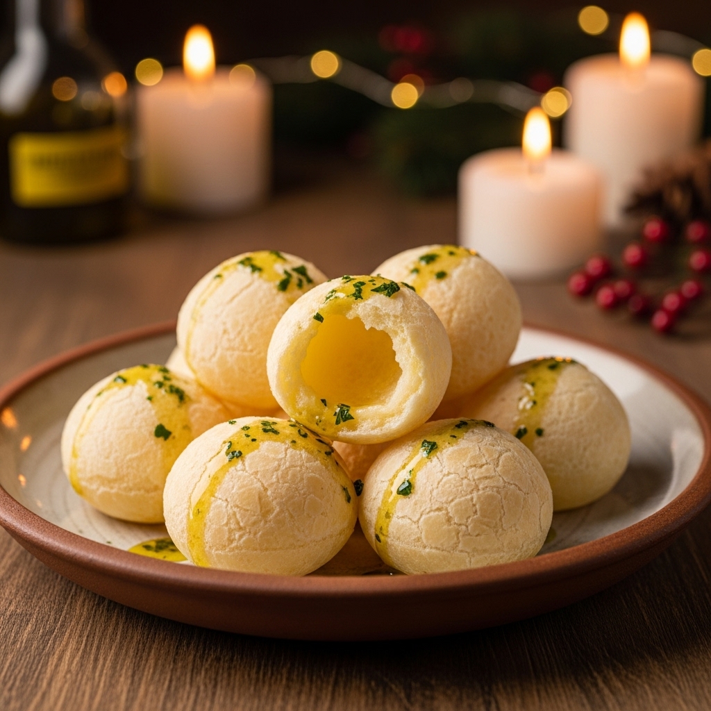 Mouthwatering Brazilian Cheese Bread (Pão de Queijo) with Herb-Infused Olive Oil