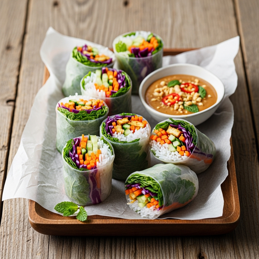 Divine Cambodian Vegan Rice Paper Rolls – A Sensory Explosion of Textures & Flavors