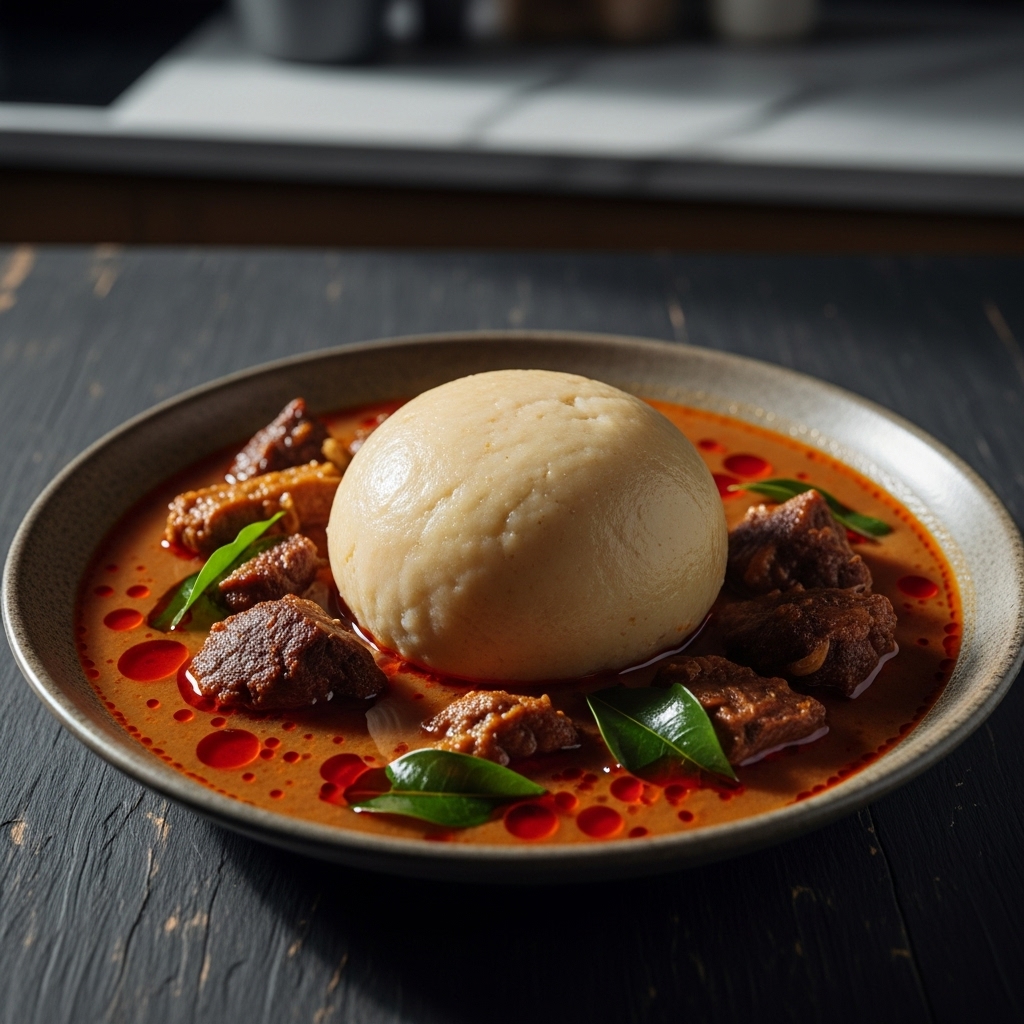Ghanaian Fufu with Palm Nut Soup – An Exquisite Culinary Experience for Your Palate!