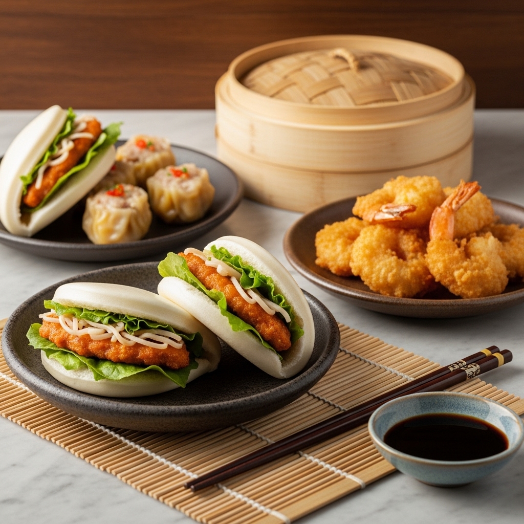 Paleo Chinese Brunch Dim Sum Feast: Scrumptious Steamed Chicken Buns & Crispy Shrimp Fritters