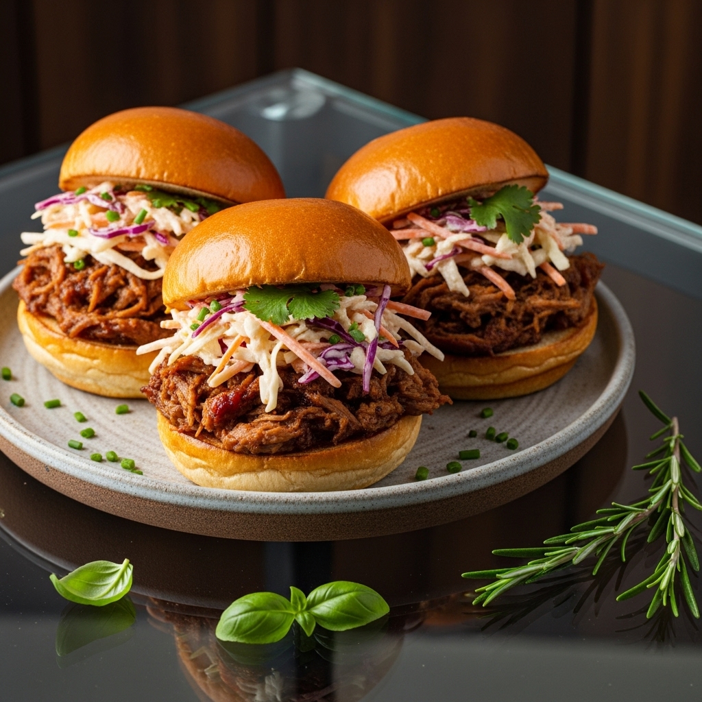 BBQ Smokehouse Snack: Memphis-Style Pulled Pork Sliders with Spicy Coleslaw