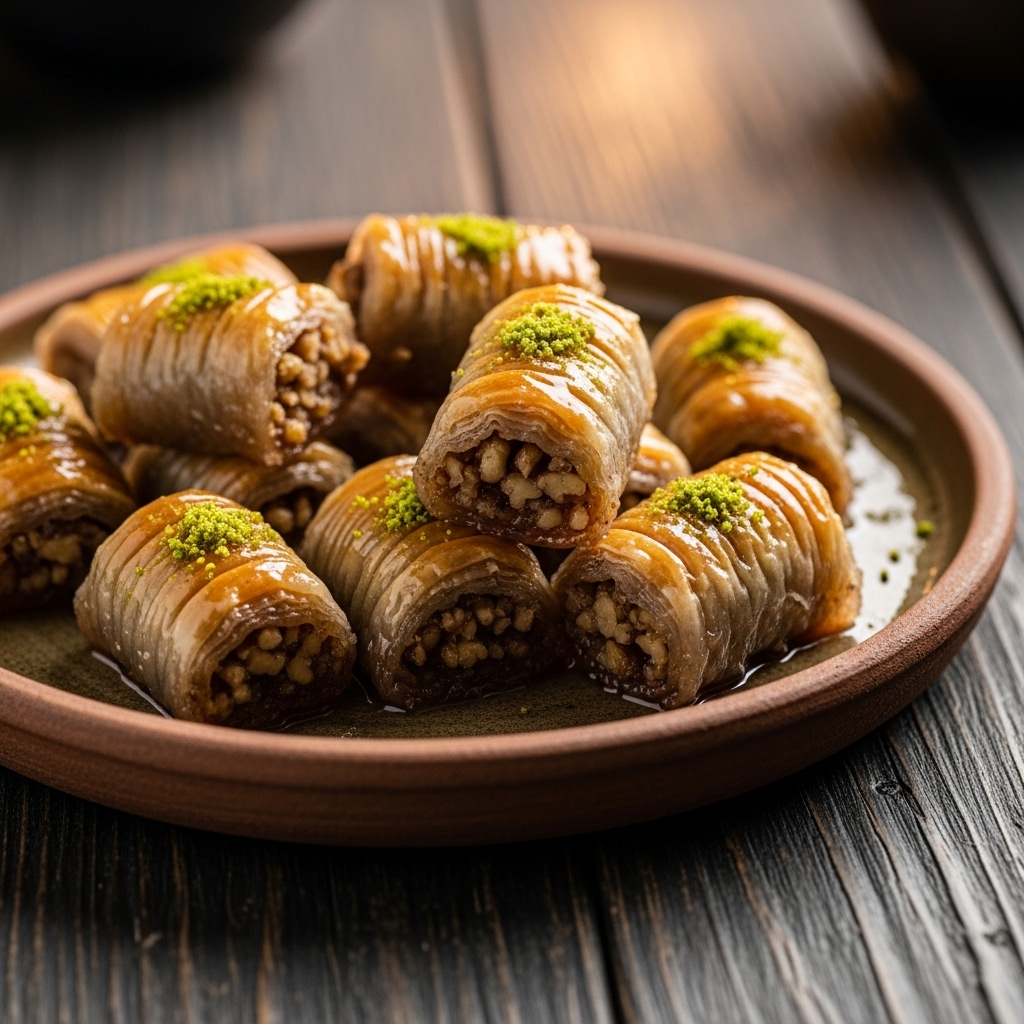 Delightful Vegan Turkish Baklava Rolls with Walnuts