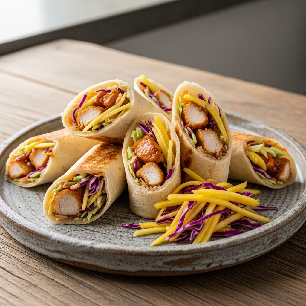 Aloha Bites: Hawaiian Snack Rolls with Pineapple-Teriyaki Chicken and Mango Slaw