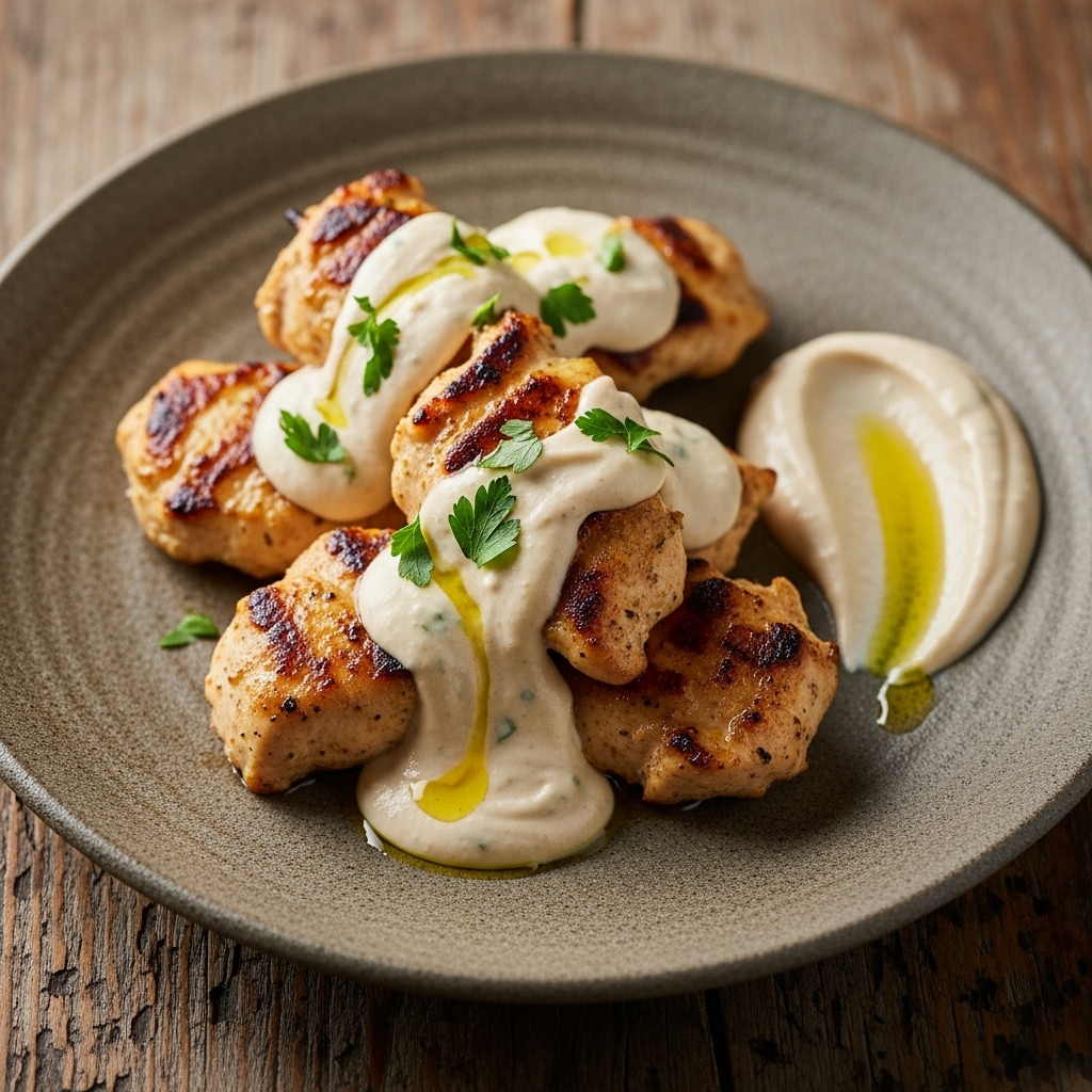 Keto-Friendly Lebanese Chicken Shish Taouk with Garlic Tahini Sauce ...