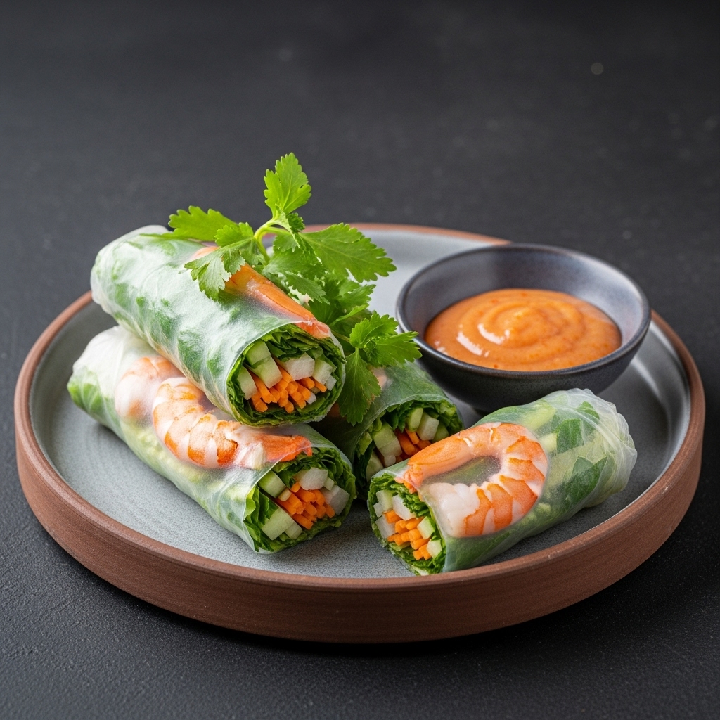 Delightful Vietnamese Keto Summer Rolls with Spicy Shrimp Dip (Gỏi Cuốn Chả Cá) – A Cinematic, Sensory Experience