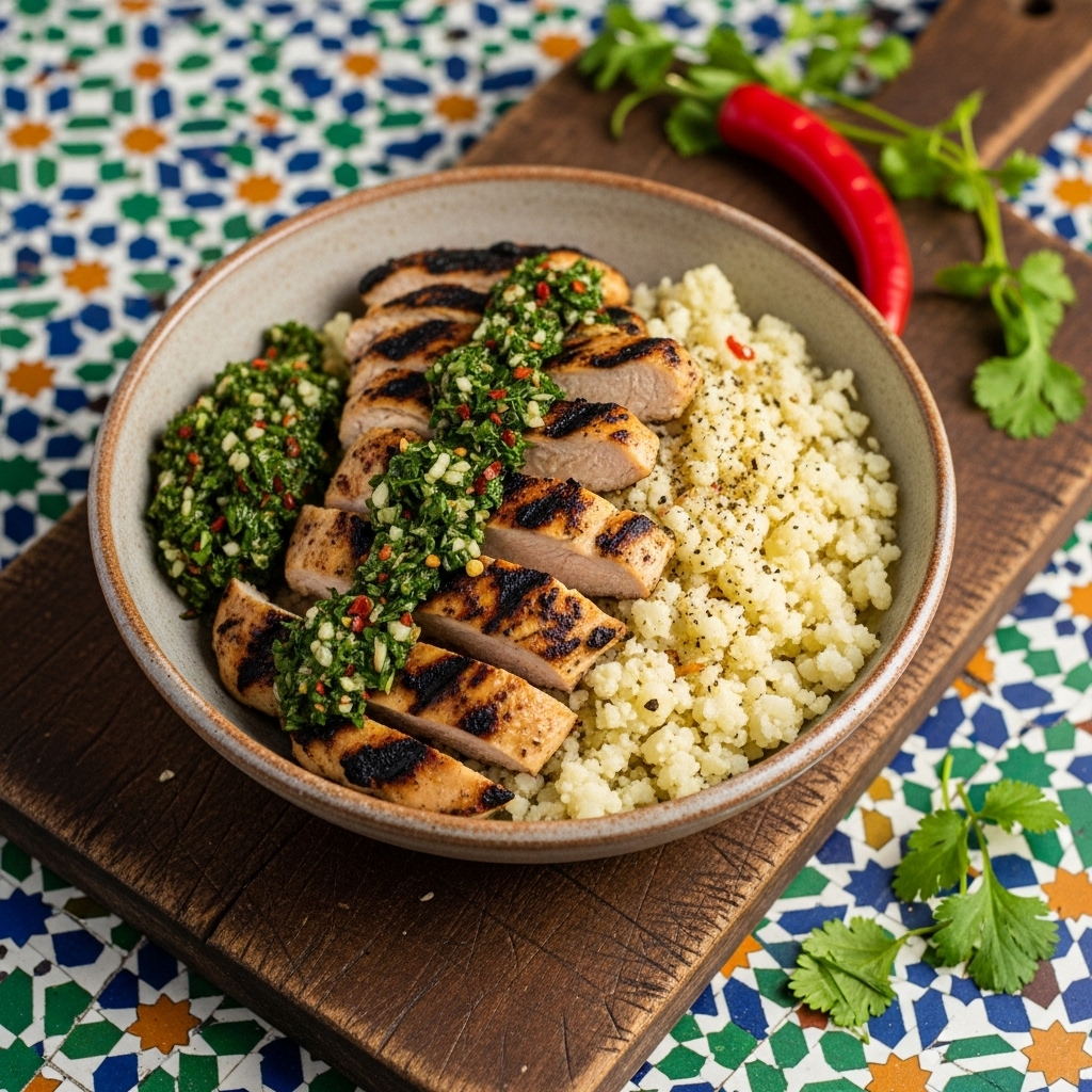 Argentinian Spicy Grilled Chicken with Chimichurri & Cauliflower Rice Bowl – A Paleo Lunch Delight