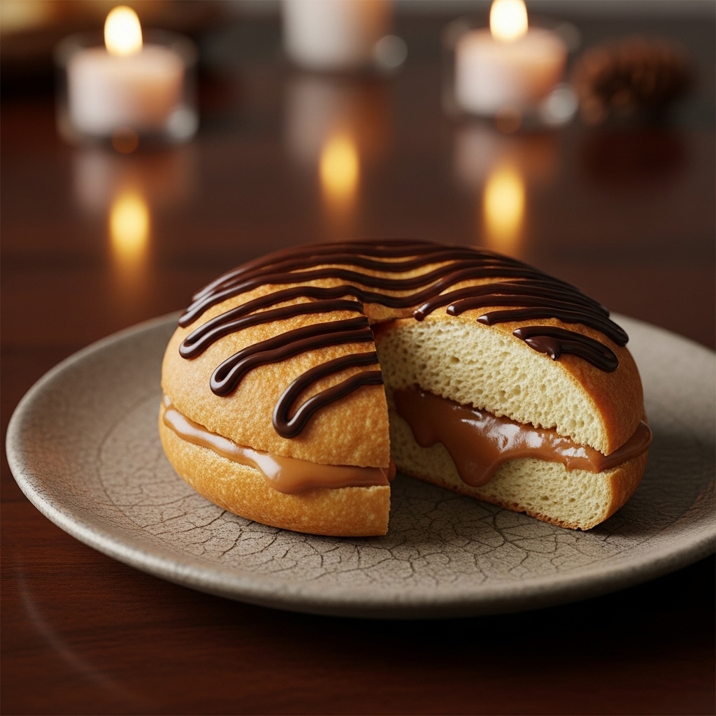 Vegan Colombian Arequipe Stuffed Mediocriobread with Chocolate Drizzle