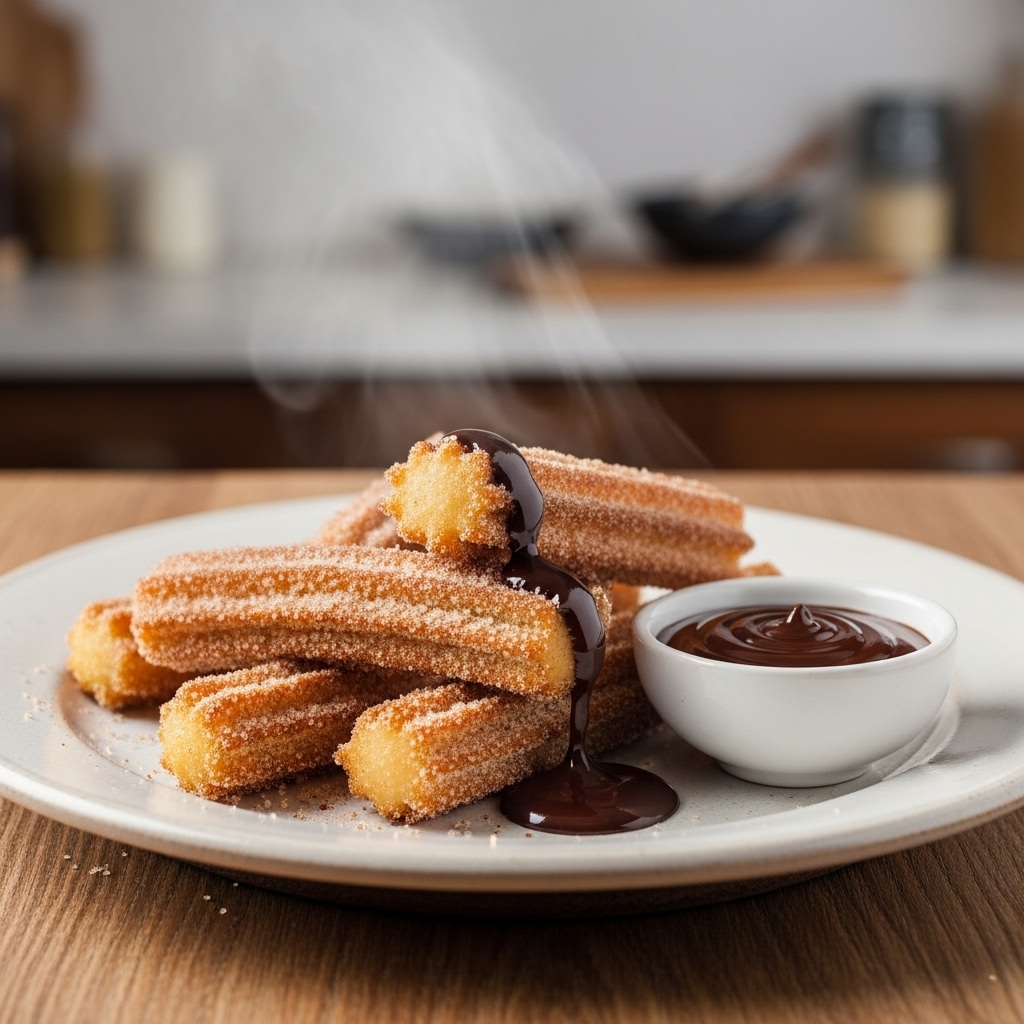 Mouthwatering Spanish Paleo Almond-Flour Churros with Cinnamon Sugar Coating and Dark Chocolate Dipping Sauce