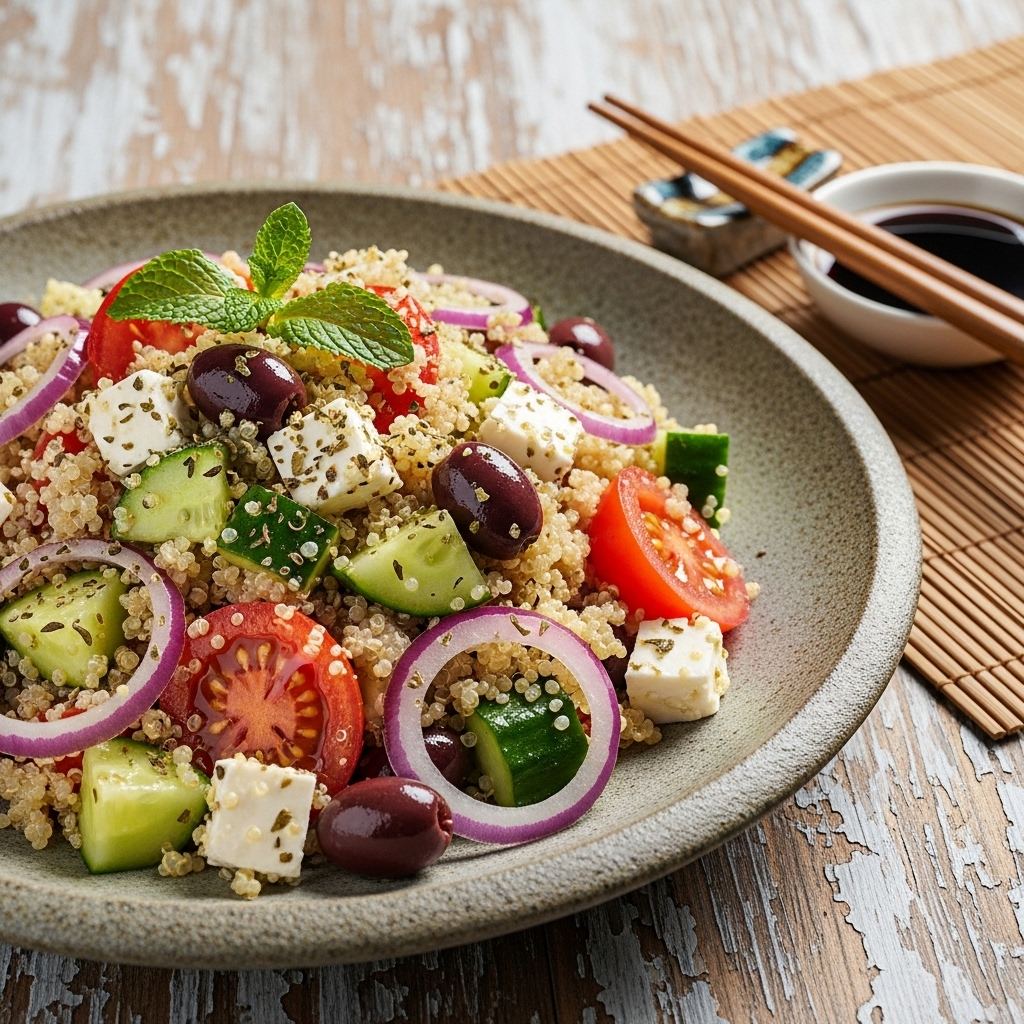 Delightful Vegan Greek Snack: Mediterranean Quinoa Salad